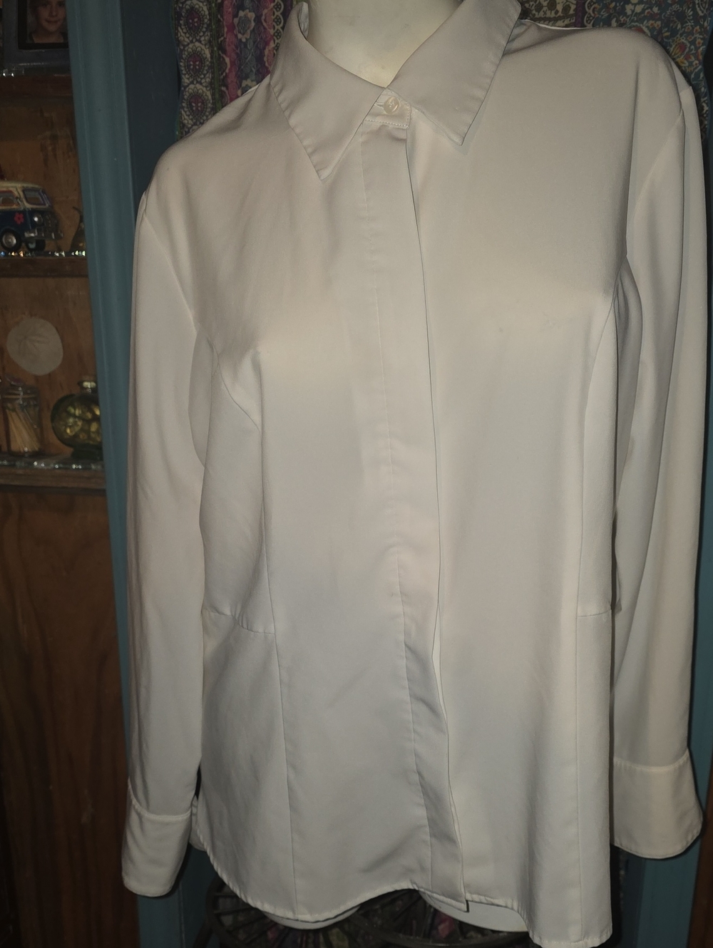 Lane Bryant White Long-Sleeve Button-Up Shirt